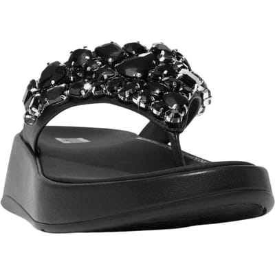 FitFlop Dames/Dames Leren Flatform Sandalen met Juwelen (Zwart)