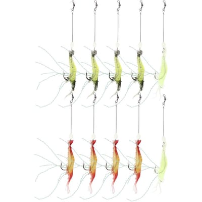 10 Pièces Crevette Artificielle Simulation Forme Lumineuse Souple Leurre Poisson Appât Pêche Tackle avec Hameçon pour Mer Eau Douce white
