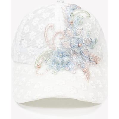 Kant Uitgesneden Ademend Dames Baseballpet Witte Borduurwerk Elegante Hoed white