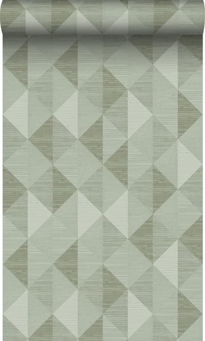 Origin Wallcoverings behang grasweefsel in grafisch 3D motief licht vergrijsd groen - 50 x 900 cm - 347883