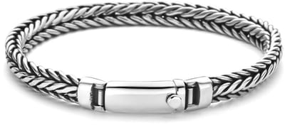Zilveren geoxideerde armband oxi vossenstaart 7 mm 20 cm - 1101875