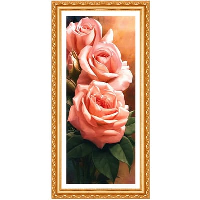 Peinture diamant 5D à faire soi-même, broderie diamant, fleurs, ronde complète 20X30CM beige