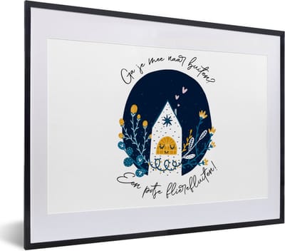 Fotolijst incl. Poster - Quotes - Spreuken - Ga je mee naar buiten? - 40x30 cm - Posterlijst