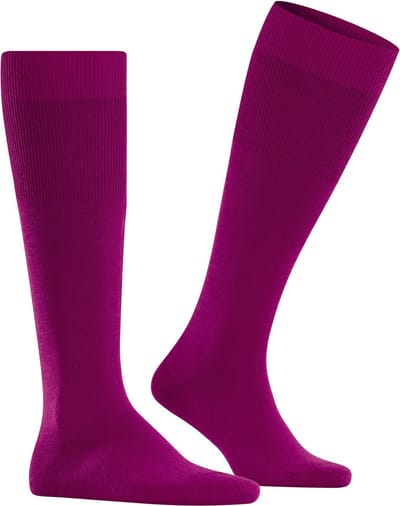 FALKE Airport lang eenkleurig wol katoen kniekousen heren roze - maat 43-44