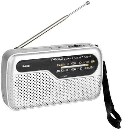 Noodradio - Radio - AM/FM - Noodpakket - Batterijen & Netstroom - Keukenradio - Zakradio - Kleine reis-FM-radio - Draagbare Radio - Geschikt voor binnen en buitengebruik - Zilver