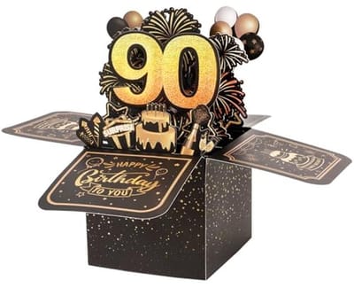 3D Pop-up Wenskaart 90 Jaar - Verjaardagscadeau voor Familie en Vrienden