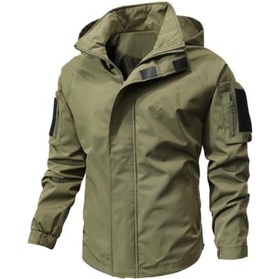 Heren Casual Jas Met Capuchon Lange Mouw Winddichte Jas Meerdere Zakken Volledige Ritssluiting Sluiting Tape Trenchcoat M