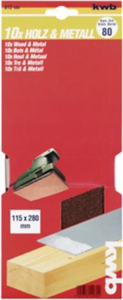 KWB schuurstrook 115 x 280 mm - Korrel 120 - 812120 - 10 stuks