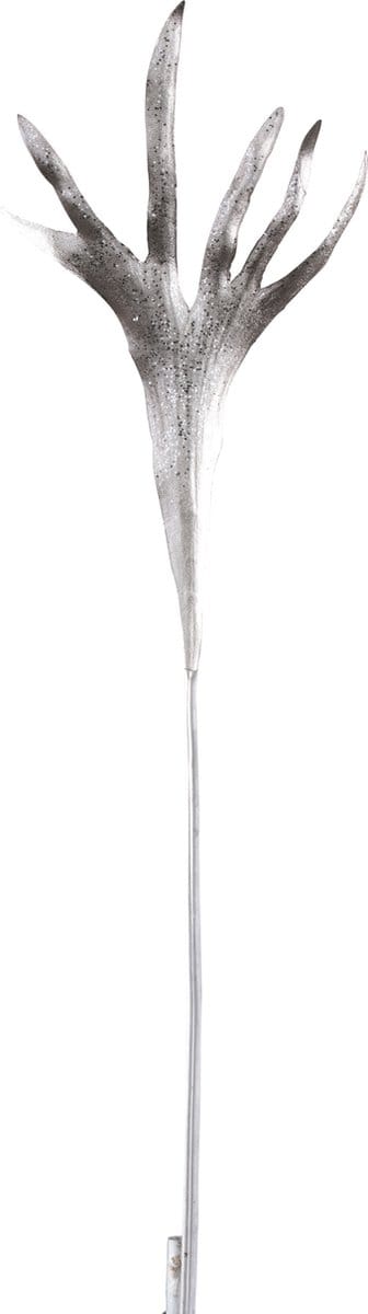 J-Line decoratie tak Hoorns - kunststof - zilver - 12 stuks