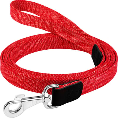 WAUDOG Canvas Hondenlijn / Hondenriem - Gevlochten Katoen - Rood gemêleerd - Breedte: 25 mm - Lengte: 200 cm