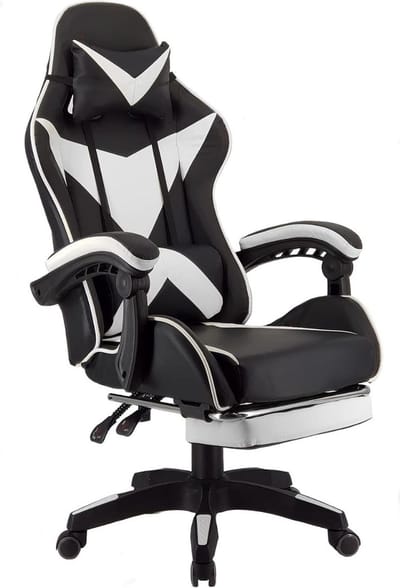 ApexArte® Ergonomische Bureaustoel - Bureaustoelen voor Volwassenen en Kinderen - Gaming Stoel - Chair Kantelbaar - Wit en Zwart