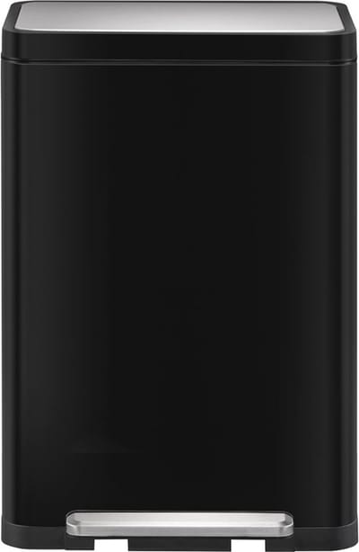 EKO - X-Cube recycling pedaalemmer 20+20 liter - Steel Stainless steel Polypropylene - zwart glanzend, mat RVS - Prullenbak