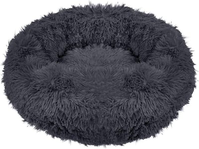 Springos Hondenmand | Superzacht en Luxe | Wasbaar | Donut | Fluffy | Hondenkussen | 80cm | Grijs
