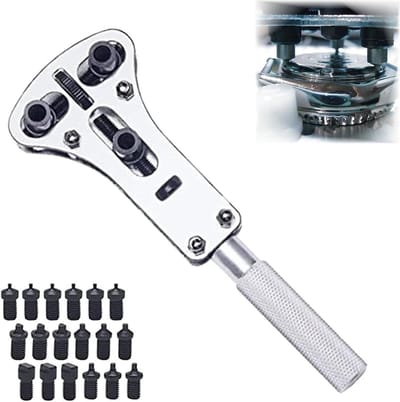 Horloge-opener met 18 opening schroeven, gereedschap voor horloge reparatie en onderhoud, zilverkleurig hulpmiddel voor het openen van horloges