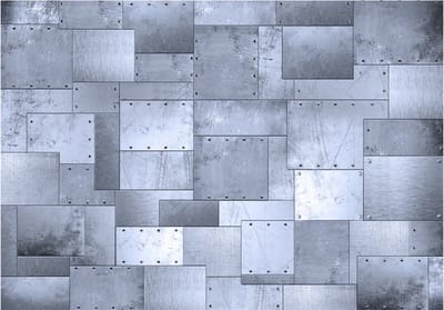 Fotobehangkoning - Behang - Vliesbehang - Fotobehang Ijzeren Muur - Industrieel - Industrial mosaic - 200 x 140 cm