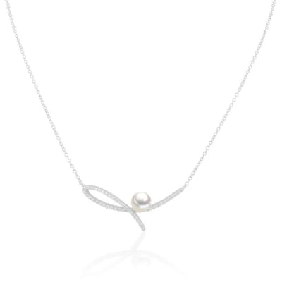 Luna-Pearls - 216.1005 - Ketting - Dames - 925er Zilver gerhodineerd - Zoetwatercultuurparel en Zirkonia - 45cm