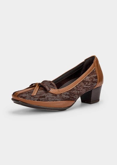 Pumps van leer met reptielmotief - camel / bruin - Gr. 36 van Goldner Fashion