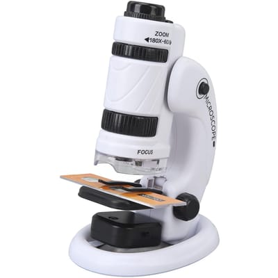 Kit Microscope Scientifique pour Enfants Support Portable Détachable LED Double Lumière 60 à 180X pour 6 Ans et