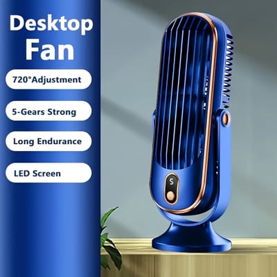 Draagbare airconditioner en koeler - Dubbele motor, 5 snelheden, 720° surround koelventilator | Ultrastille USB-bureauventilator Geschikt voor thuis, kantoor, slaapkamer, reizen, kamperen, camper, buiten