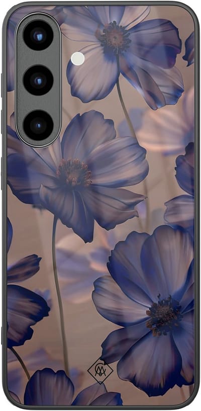 Casimoda® hoesje - Geschikt voor Samsung Galaxy S25 - Twilight Petals - Luxe Hard Case Zwart - Backcover telefoonhoesje - Paars