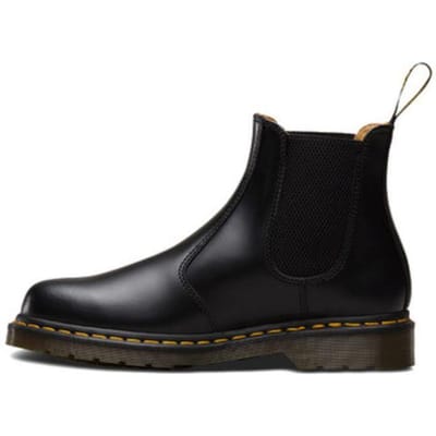 Dr. Martens 2976 Bottine Chelsea en Cuir Lisse à Coutures Jaunes Noir Chaussures de Sport Unisexe 22227001 41