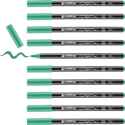 edding 4200 porseleinstift - jade groen - 10 pennen - penseelpunt 1-4 mm - viltstift voor het schilderen en decoreren van keramiek, porselein - vaatwasmachinebestendig, lichtechte inkt, sneldrogend
