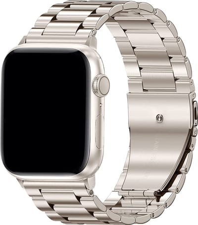 Stalen Schakel bandje voor Apple Watch 42/44/45mm Starlight