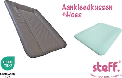 Stefano fashion - set - aankleedkussen - bruin taupe - 50x70 cm + aankleedkussenhoes groen mint - OEKO-Tex standard 100