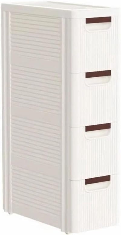 Slanke Opbergunit - Ladenkast op wielen - Ruimte Organiseren - Waterdicht oppervlak - 4 Tier - Wit