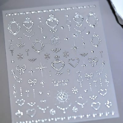 1 st Zoete Prinses Barokke Nagels Stickers Zelfklevend Herbruikbaar Nail Art Decals met Hart, Ster & Vlinder Strass Nagels Ontwerpen