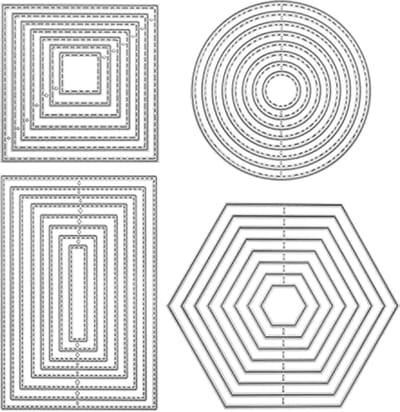 Geometric Die Cutting Stencils Set - 4 Stuks voor Scrapbooking en Knutselen