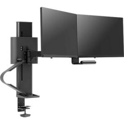 Dubbele monitorarm Ergotron TRACE, voor 2 beeldschermen tot 27″ & tot 9,8 kg, in hoogte/diepte verstelbaar, draaibaar/draaiend/kantelbaar, met tafelklem, zwart.