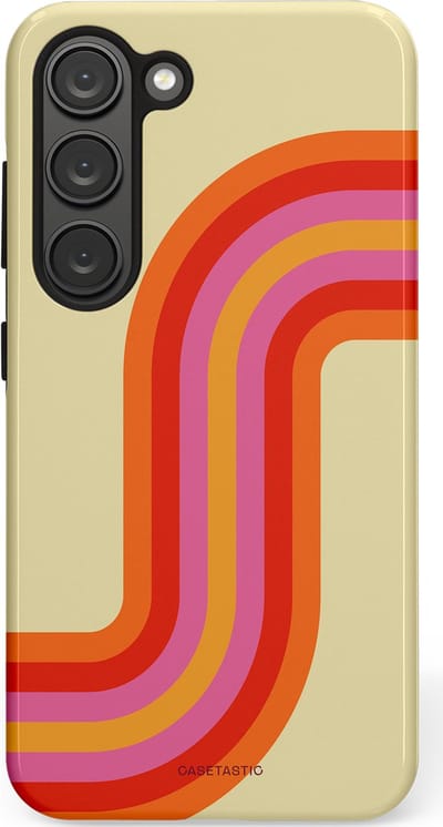 Casetastic hoesje geschikt voor Samsung Galaxy S23 - Dubbellaagse bescherming - Retro bocht - Fashion Case - Zand Rood Oranje Roze