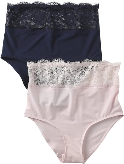 ENVIE DE FRAISE Set van 2 zwangerschapsbroeken met hoge taille in crêpe en kant ENVIE DE FRAISE