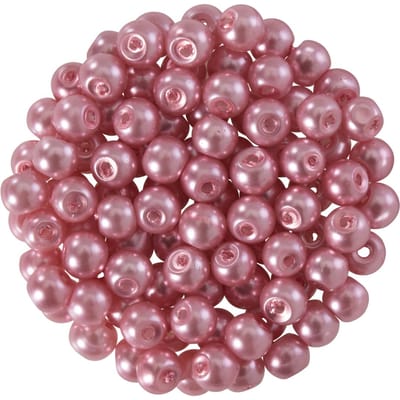 Glasparels, Ø 4 mm, 100 stuks - Roze