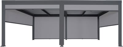 Aluminium pergola MCW-L41 met 6x zijwand, lamellenpaviljoen, stevig 8cm metalen frame 3x6m ~ antraciet