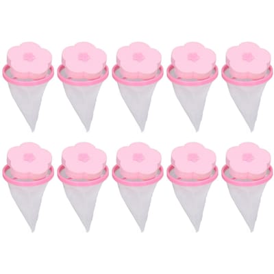 Sacs Filtrants pour Machine à Laver Flottants Réutilisables pour Linge Cheveux Maille Dépilatoire pour Lave-linge à Pulsateur 10 pièces pink