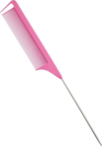 Koolstofvezel Kam - Ratstaart Kam - Precisie Styling - Metalen Punt - 24 cm - Roze