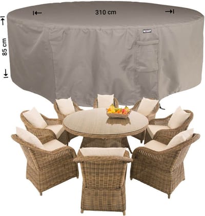 Raffles Covers ronde tuinsethoes - ⌀ 310 H: 85 cm - RDSR310 - Waterdicht - Ademend - UV-bestendig - Trekkoord - Beschermhoes tuinmeubelen