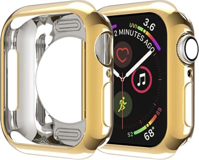 By Qubix - Siliconen case 42mm - Goud - Geschikt voor Apple Watch 42mm (series 1 t/m 3) hoesje - screenprotector - Bescherming iWatch - Bescherm hoesje
