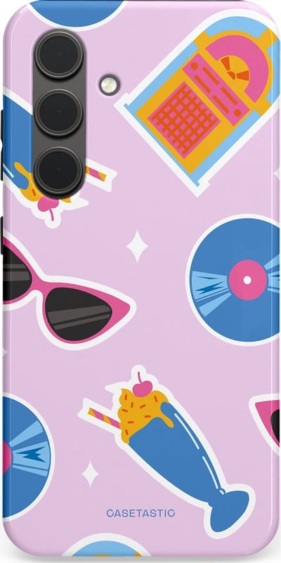 Casetastic Hoesje Geschikt voor Samsung S24 - Stijlvolle Beschermende Duo-layer Case - Jukebox vibes
