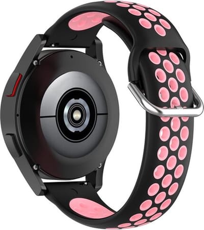 By Qubix Siliconen sportbandje met gesp 20mm Zwart + lichtroze Geschikt voor Samsung Galaxy Watch 7 (40 & 44mm) Galaxy Watch FE Galaxy Watch 6 Galaxy Watch 6 Pro Galaxy Watch 5 5 Pro Galaxy Watch 4 4 Classic Active 2 Watch 3 (41mm)