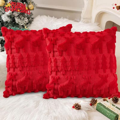 Kussenhoezen voor Kerstmis in Rood - Luxe Fluwelen Decoratie voor Woonkamer en Slaapkamer, Perfect voor Binnenkussens en Feestelijke Sfeer