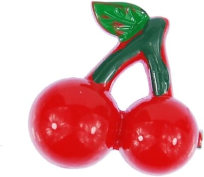 Cherry Rockabilly Kersenbroche Pin Aansteker Cherry Rockabilly - Handmade Modesieraad I Reversspeld Button Pins, 23x24mm, Kunststof, zonder steen