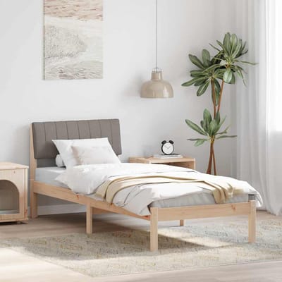 vidaXL - Bedframe - Bruin - en - taupe - 75 - x - 190 - cm - Massief - grenenhout