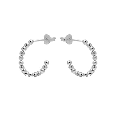 WeLoveSilver - zilveren oorstekers - driekwart hoop - bolletjesdesign
