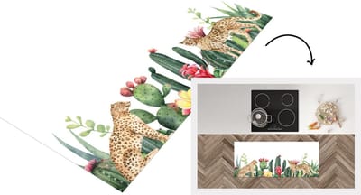 Keukenloper - Loper keuken - Luipaard - Planten - Waterverf - 120x50 cm - Keukenloper vinyl