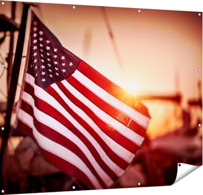 Gards Tuinposter Amerikaanse Vlag - Verenigde Staten - 150x120 cm - Tuindoek - Tuindecoratie - Wanddecoratie buiten - Tuinschilderij