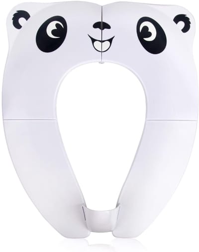 Reiswc-bril voor peuters - wc bril - wc bril met print - wc bril hoes - Antislip trainingswc-bril - ABS-materiaal - Wit panda-patroon - 36*29*2,5 cm