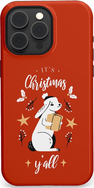 Casetastic hoesje geschikt voor Apple iPhone 15 Pro Max - MagSafe - Dubbellaagse bescherming - Kerst Konijntje Flappie - Fashion Case - Terracotta